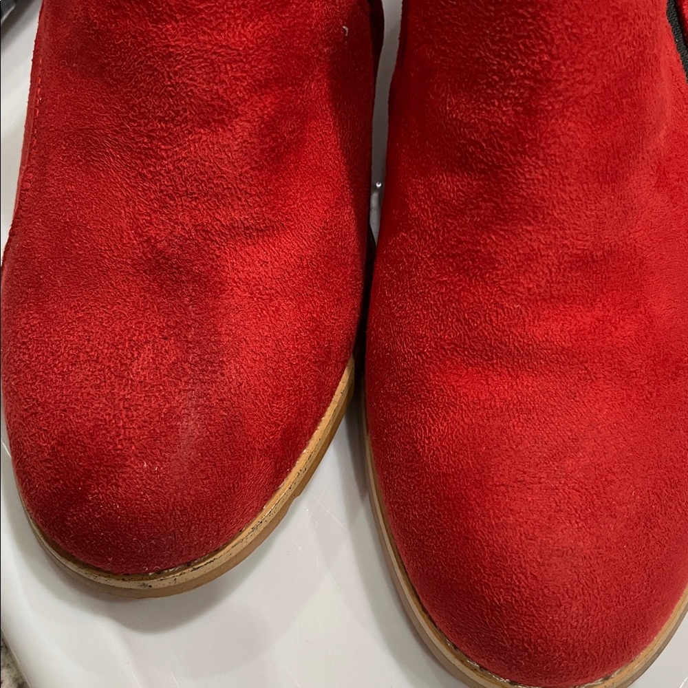 Jolimall Women's Red Ankle Boots size 10 but a bit too tight. Still new. 3”heels - Picture 8 of 9